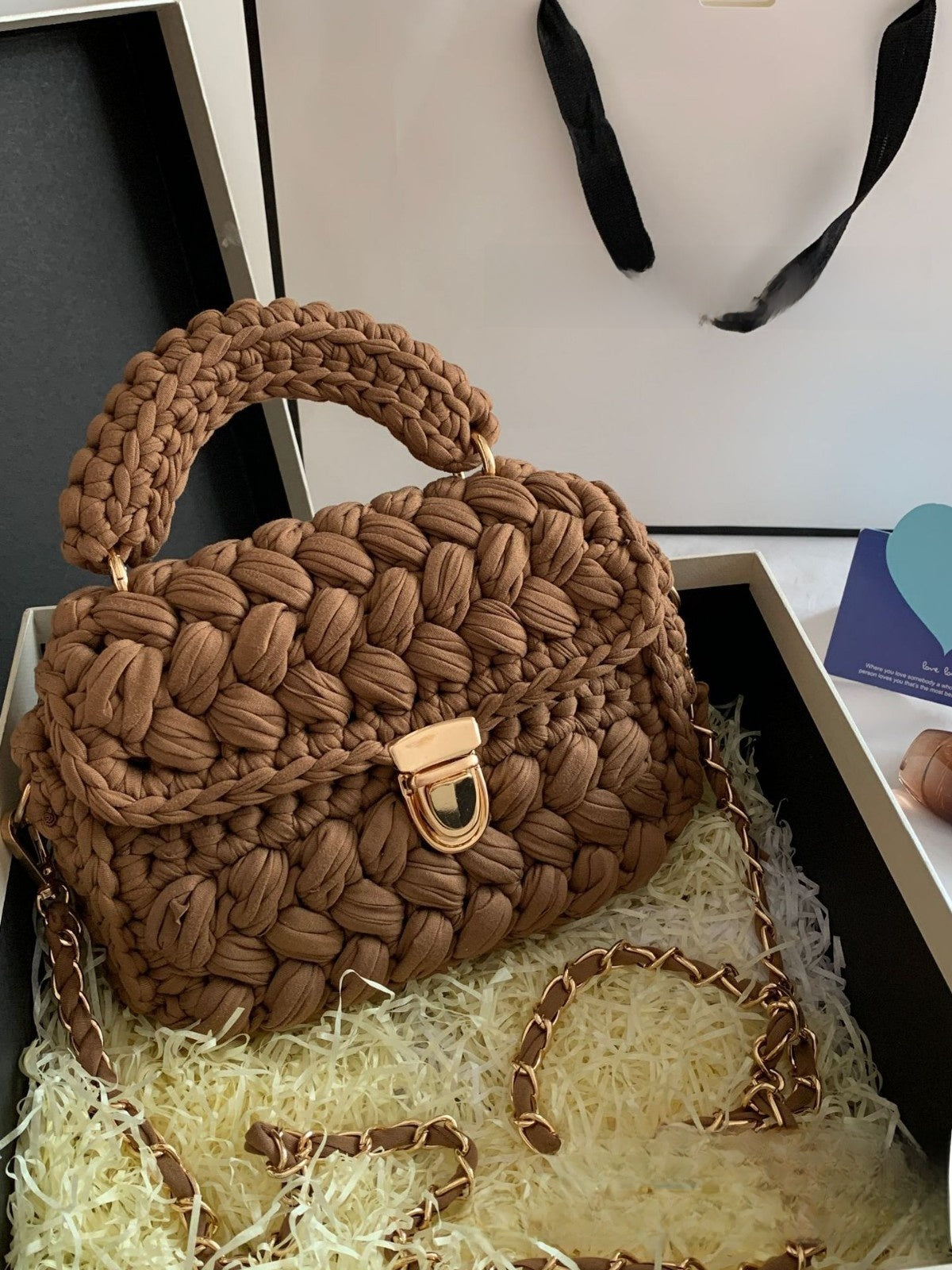 Vintage Crochet Chain Strap Bag