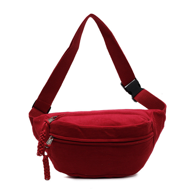 Woolen corduroy crossbody bag