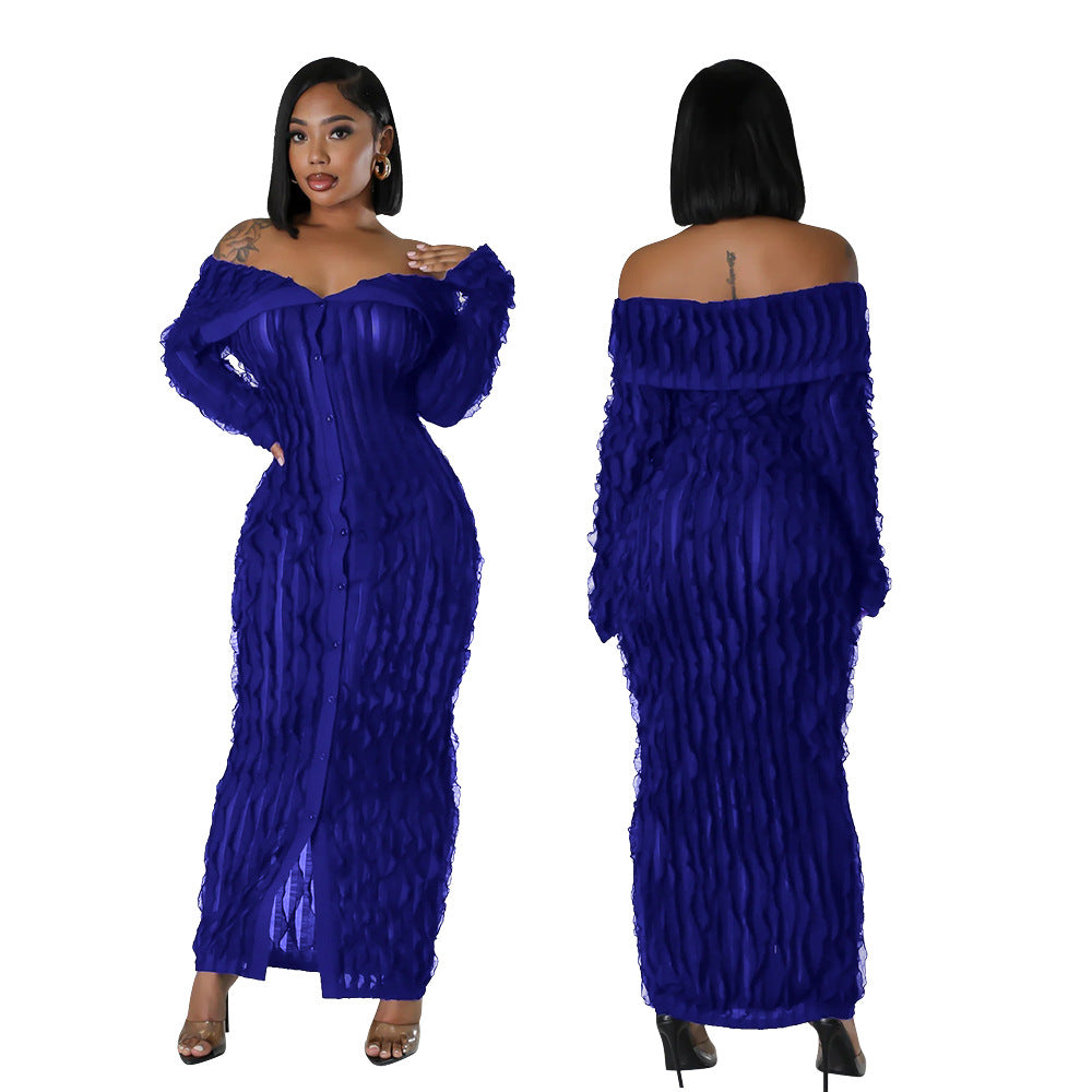 Off-Shoulder Bodycon Dress with Sheer