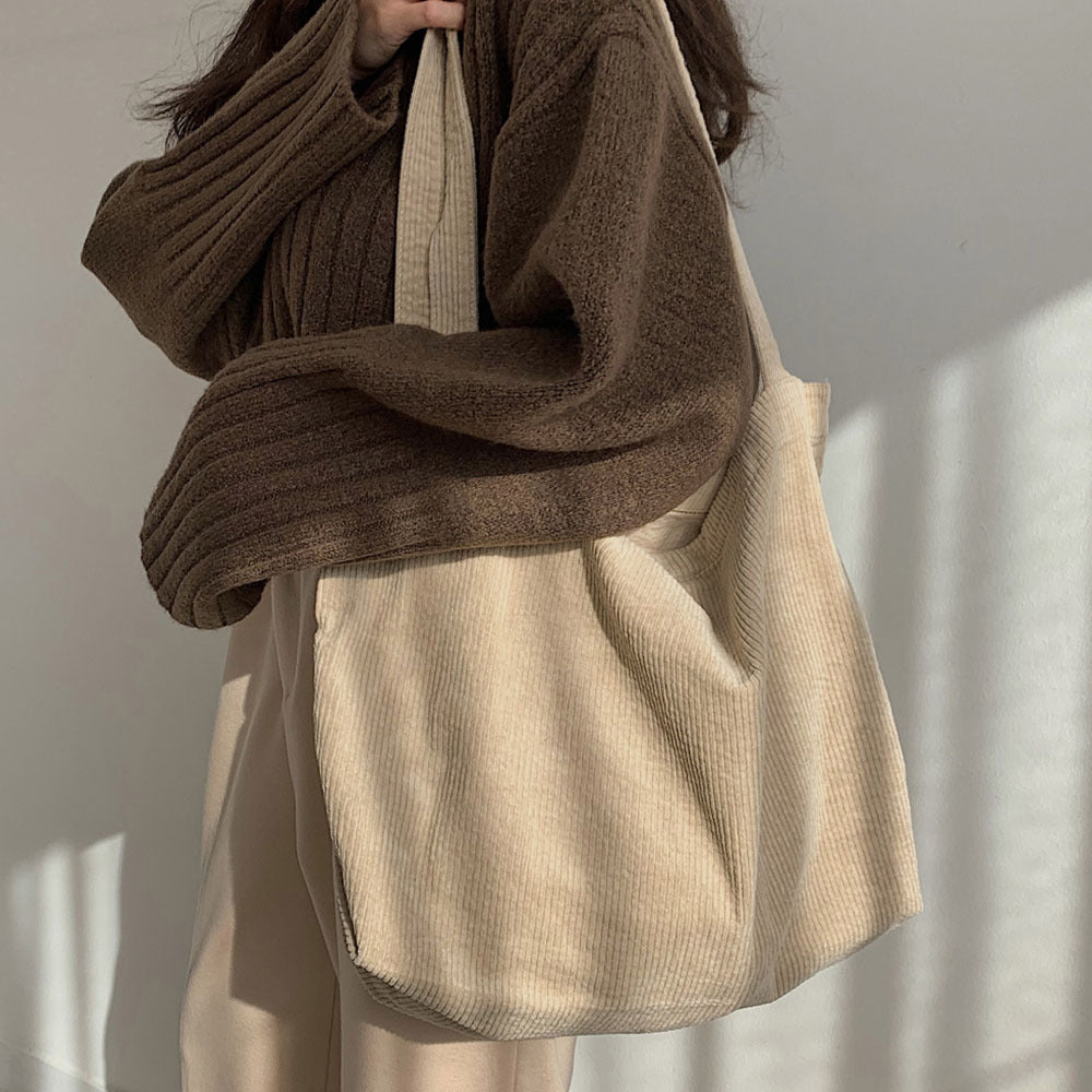 Casual Corduroy Shoulder Tote