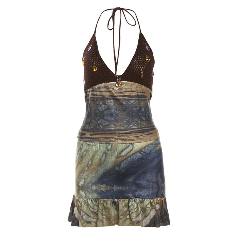 Backless Tube Top High Waist Skirt Set