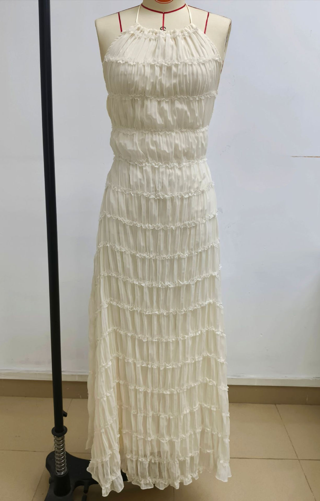 Backless Pleated Long Dress