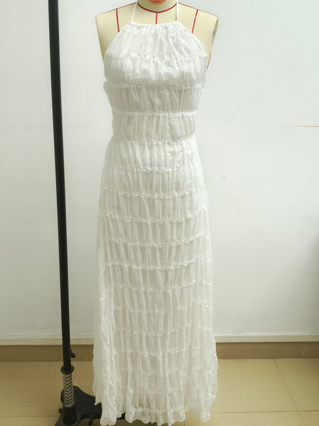 Backless Pleated Long Dress