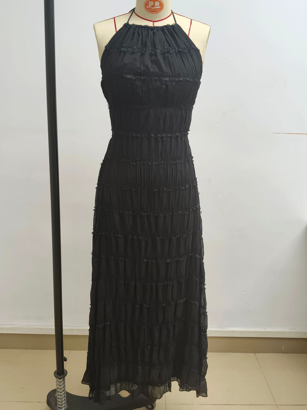 Backless Pleated Long Dress