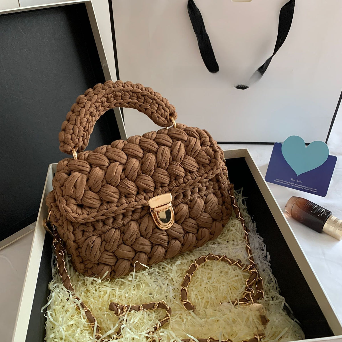 Vintage Crochet Chain Strap Bag