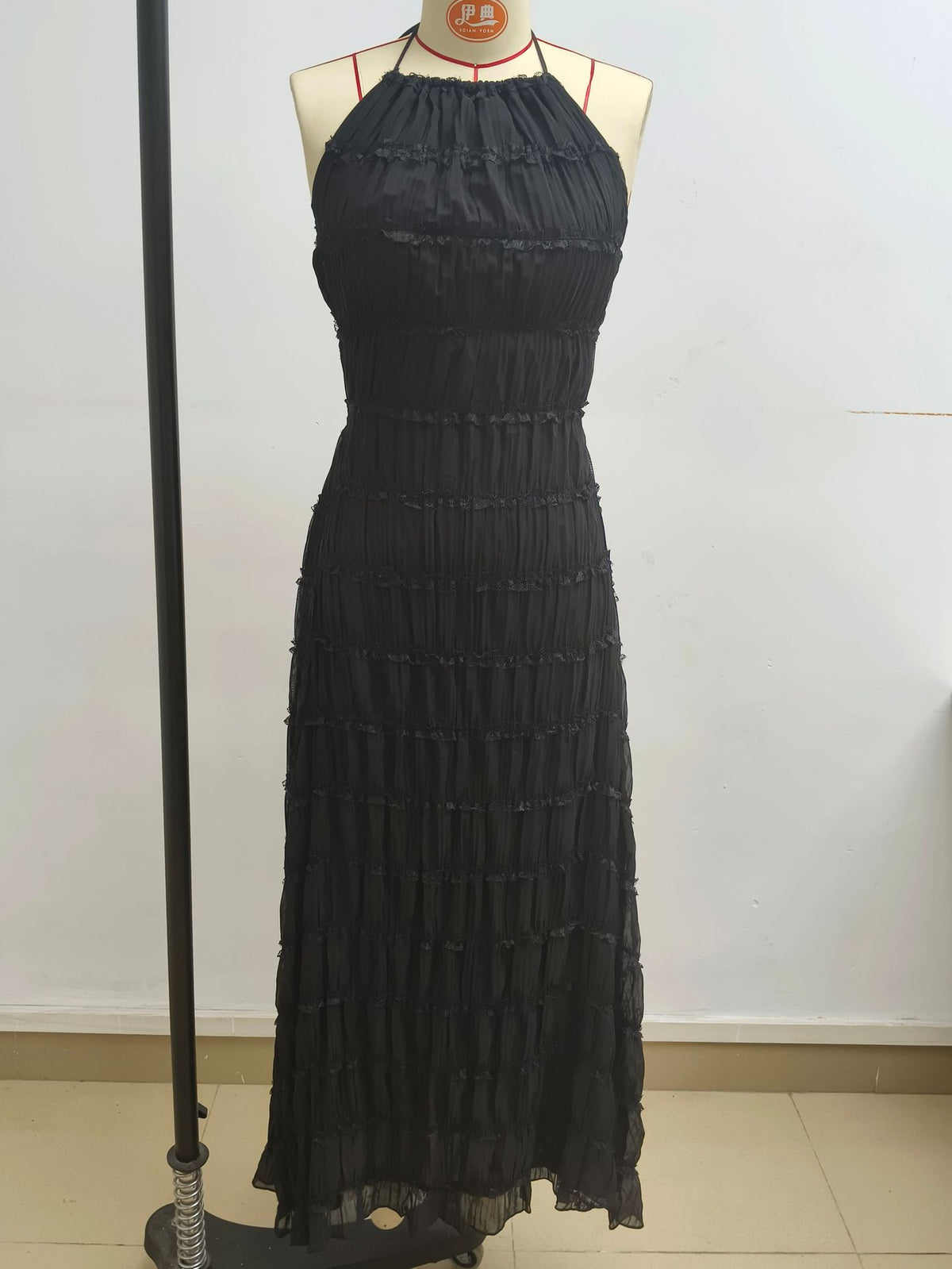 Backless Pleated Long Dress
