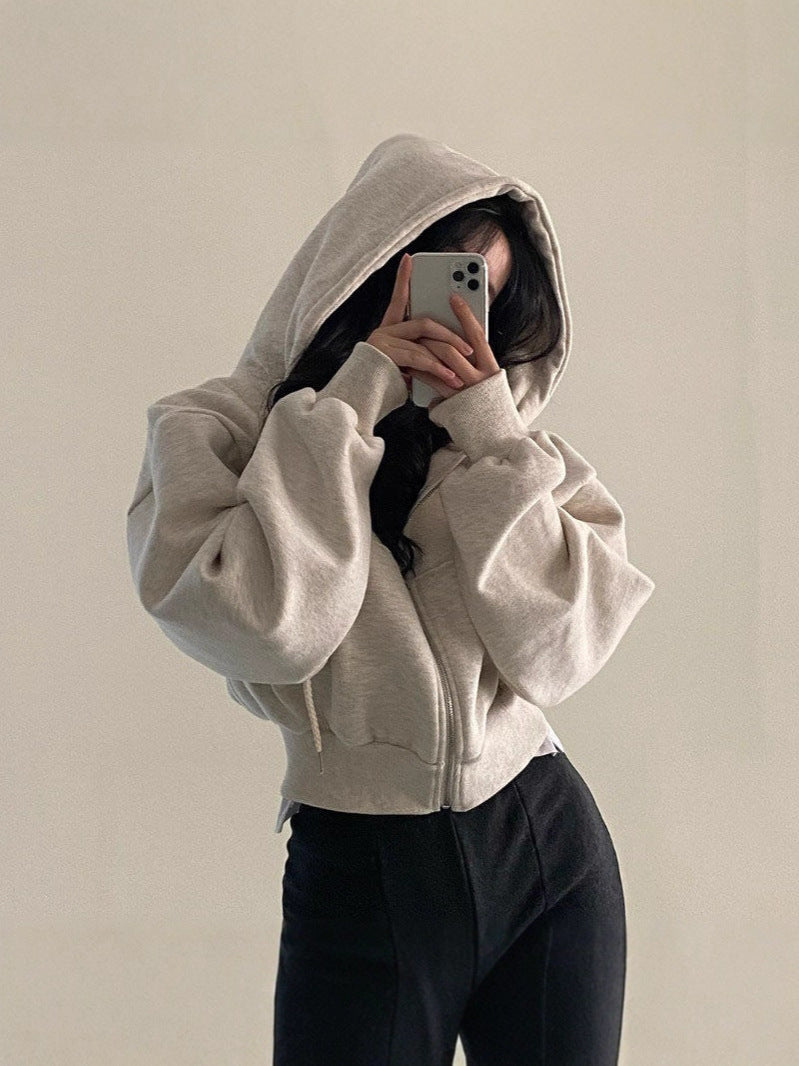 Zippered Hooded Sweatshirt