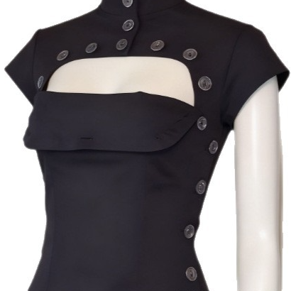 Off-Shoulder Hollow-Out Button Women's T-Shirt