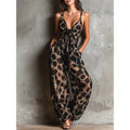 Vintage Leopard Print Twist Strap Jumpsuit