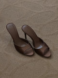 2026 New Spring Stiletto High Heels for Women, Round-Toe Slip-On Satin High-Heeled Sandals, Elegant Style