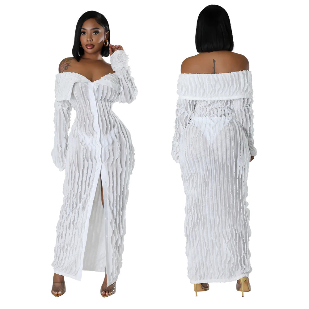 Off-Shoulder Bodycon Dress with Sheer