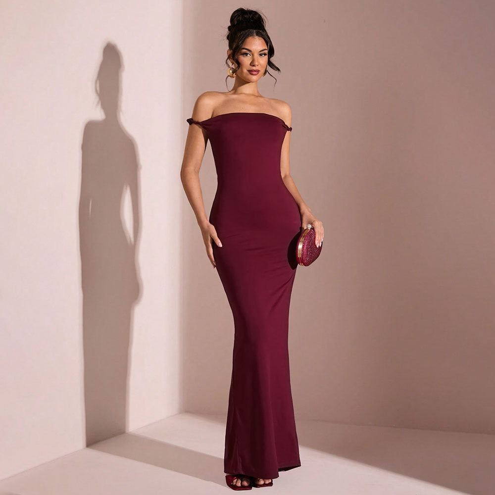 Elegant Off-Shoulder Backless Long Dress