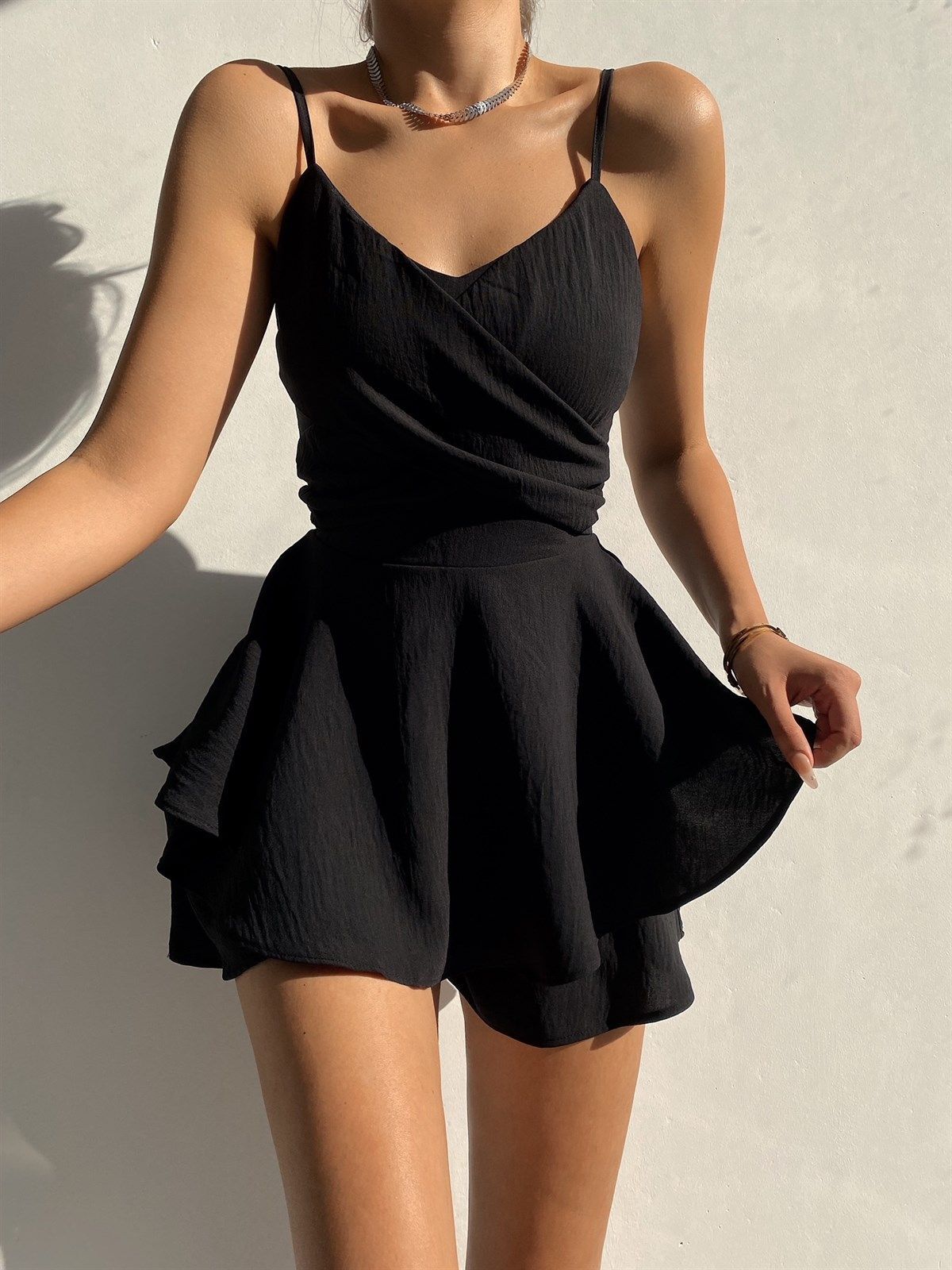 Solid Color Suspender Jumpsuit