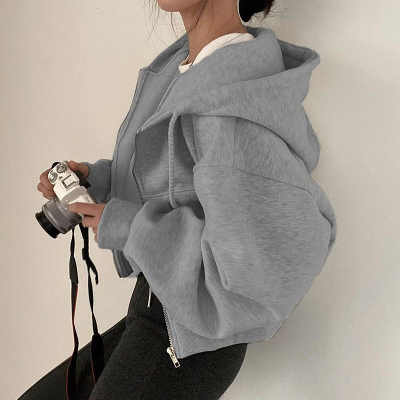 Zippered Hooded Sweatshirt