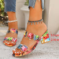Rhinestone Platform Sandals with Thick Heel
