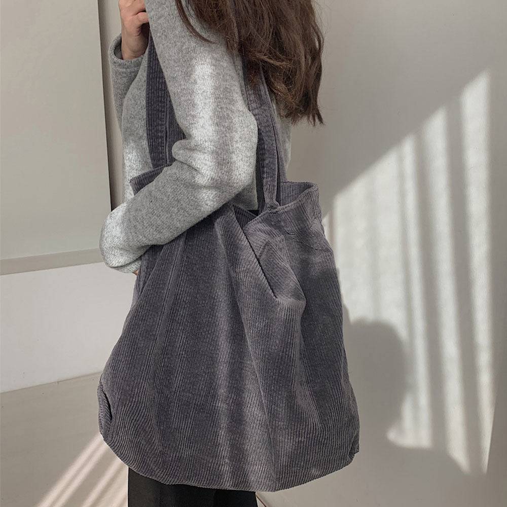 Casual Corduroy Shoulder Tote