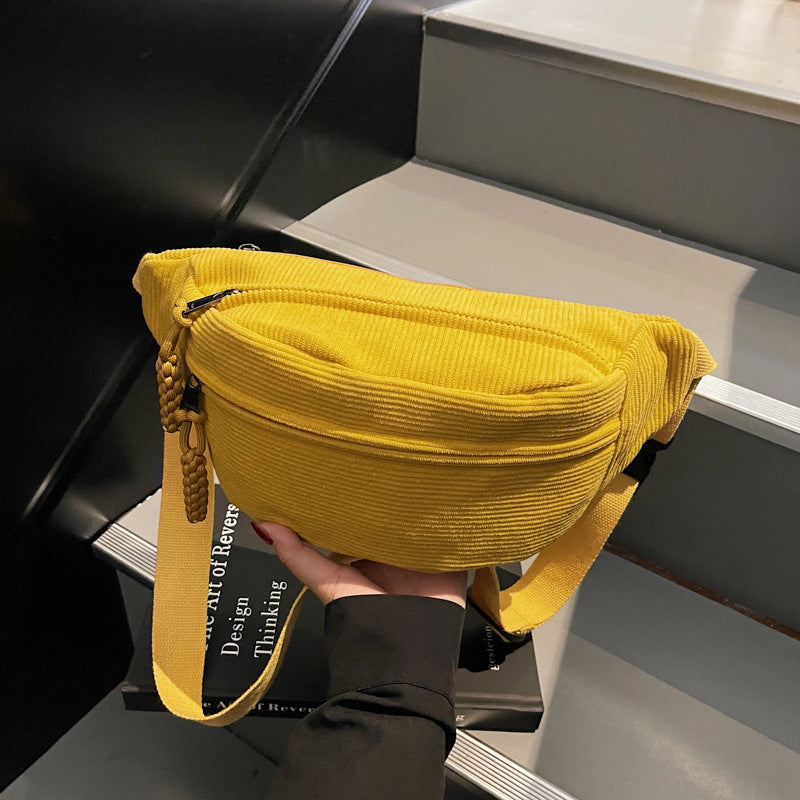 Woolen corduroy crossbody bag