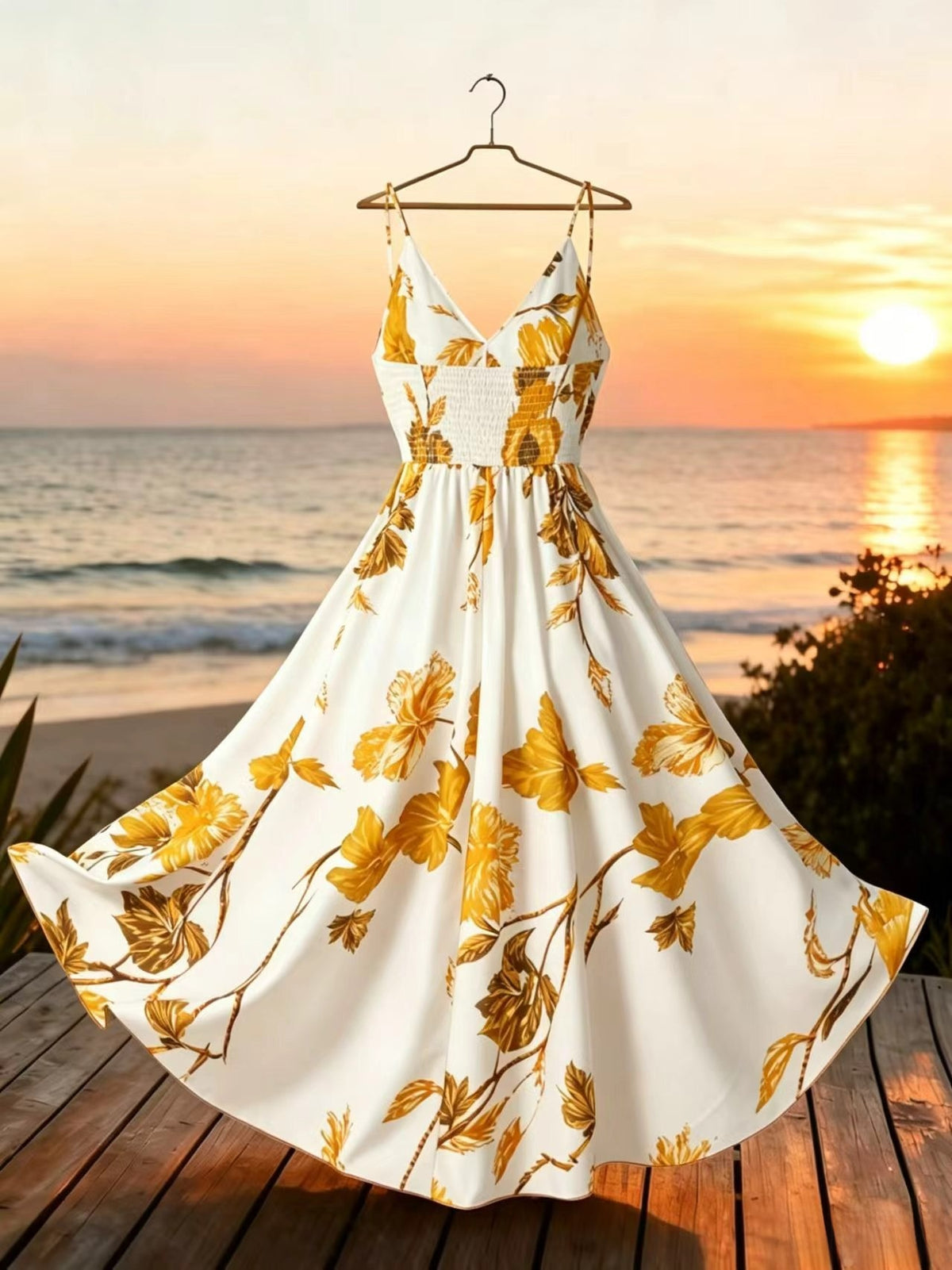 French Print Suspender Dress