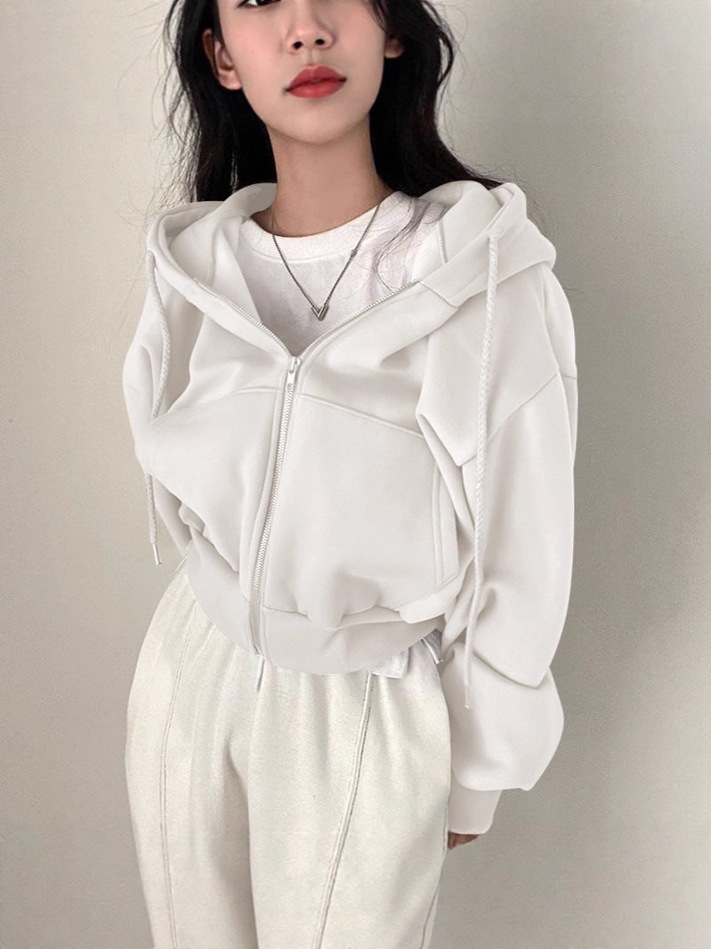 Zippered Hooded Sweatshirt