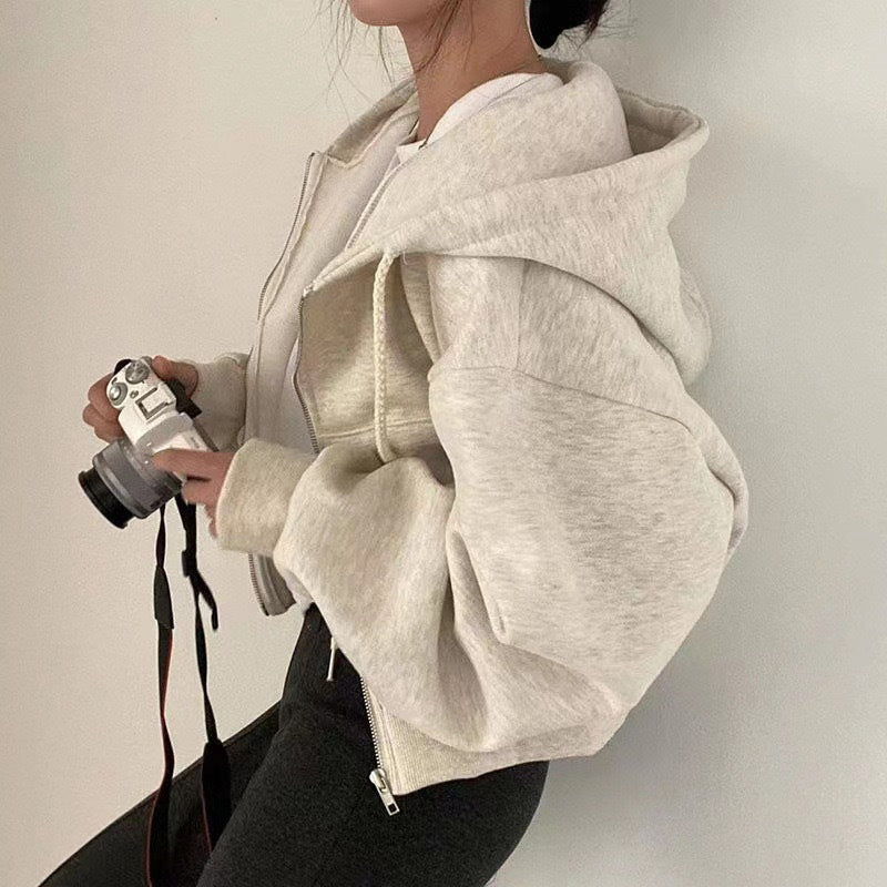 Zippered Hooded Sweatshirt