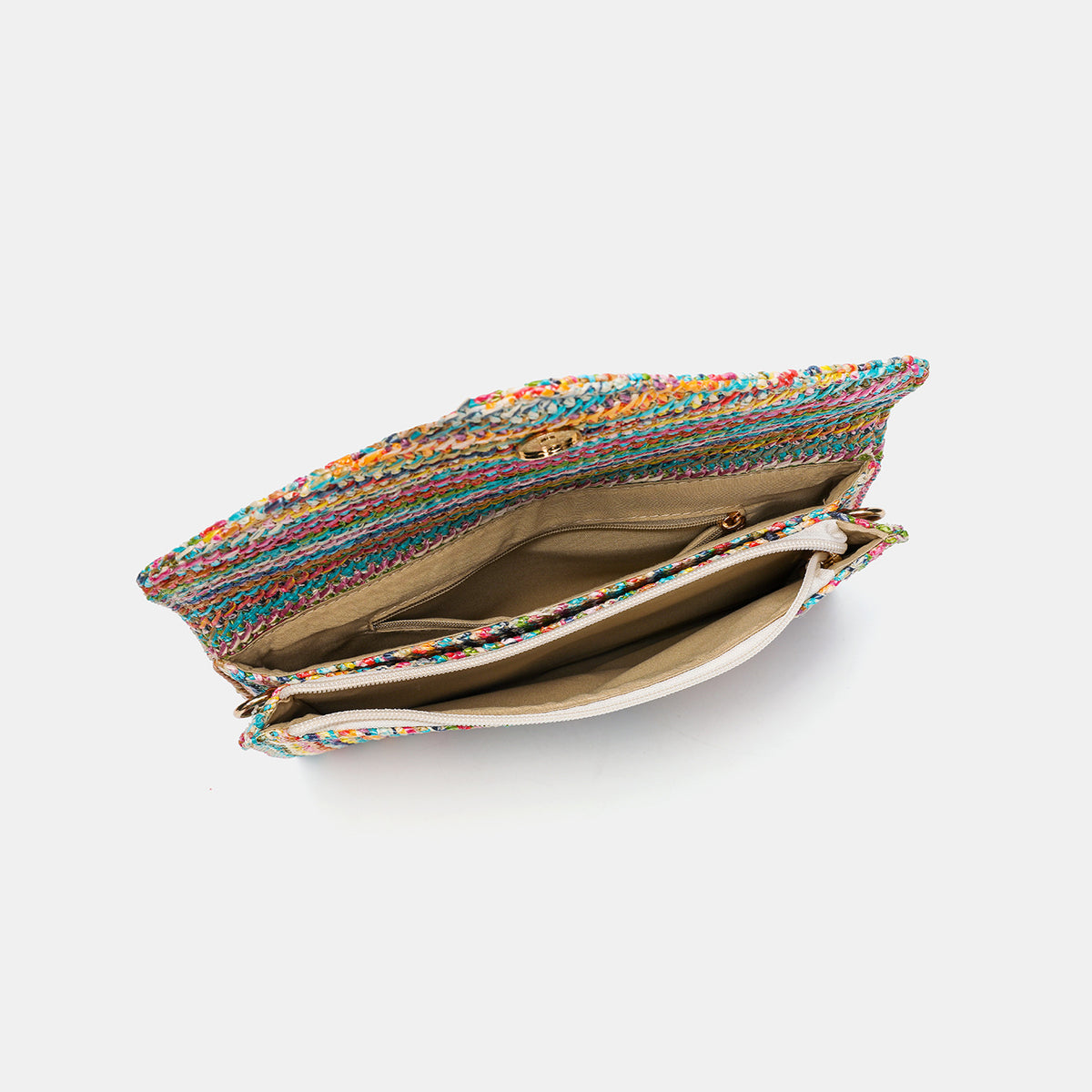 Straw Crossbody Bag with Chain Strap