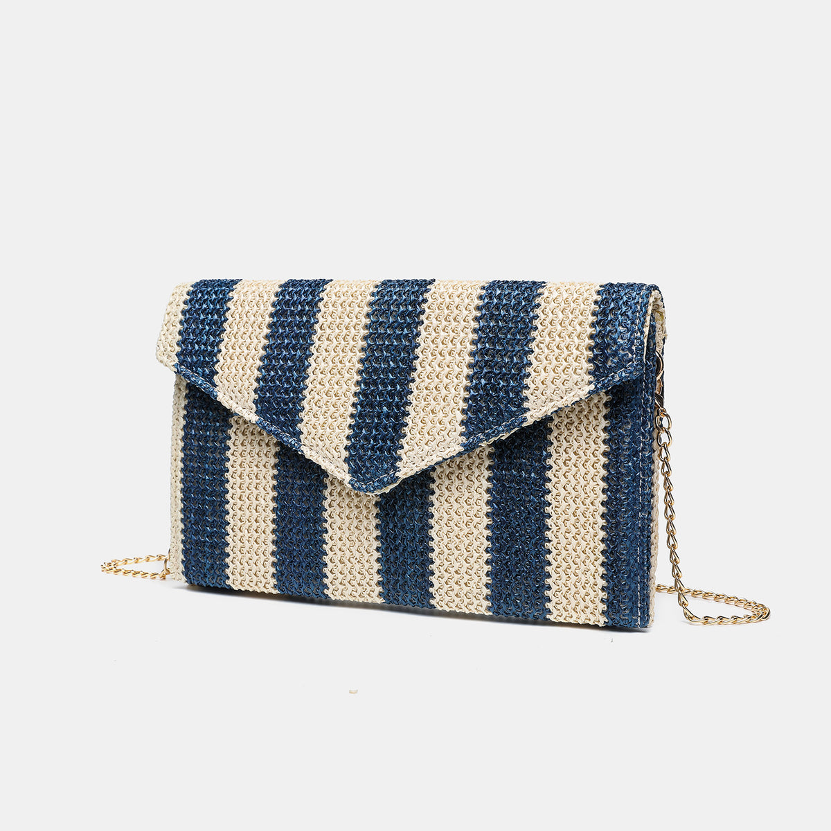 Straw Crossbody Bag with Chain Strap