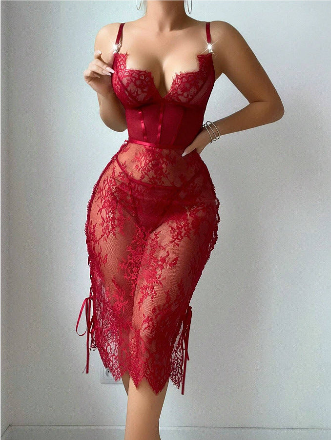 Adjustable Strap Lace Bodycon Dress