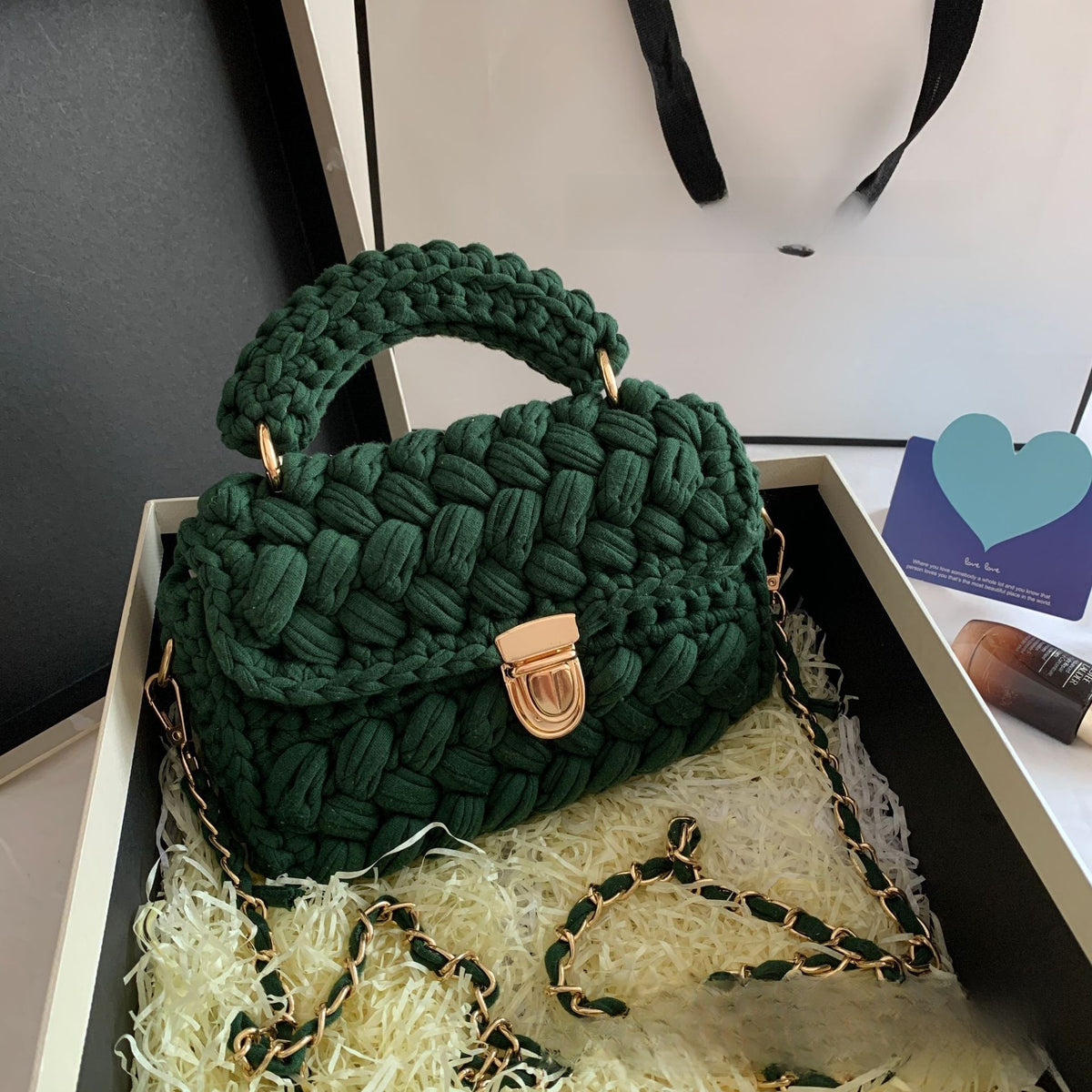 Vintage Crochet Chain Strap Bag