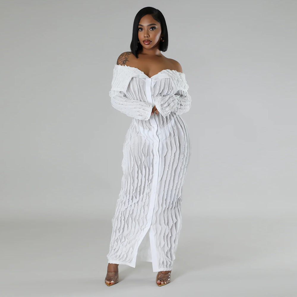 Off-Shoulder Bodycon Dress with Sheer