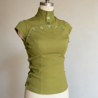 Off-Shoulder Hollow-Out Button Women's T-Shirt