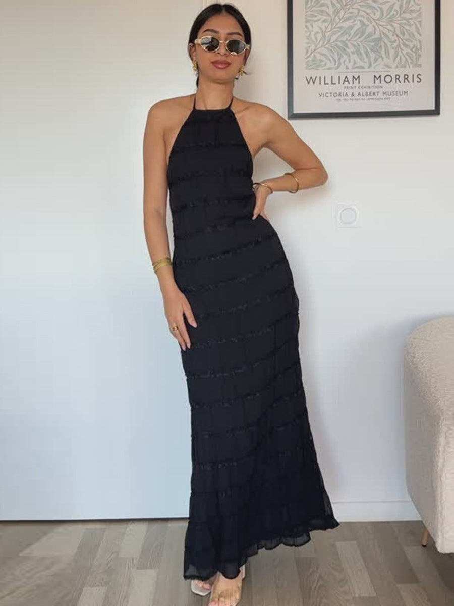 Backless Pleated Long Dress
