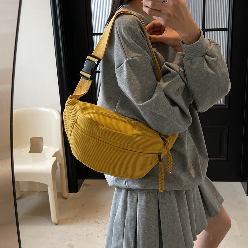 Woolen corduroy crossbody bag