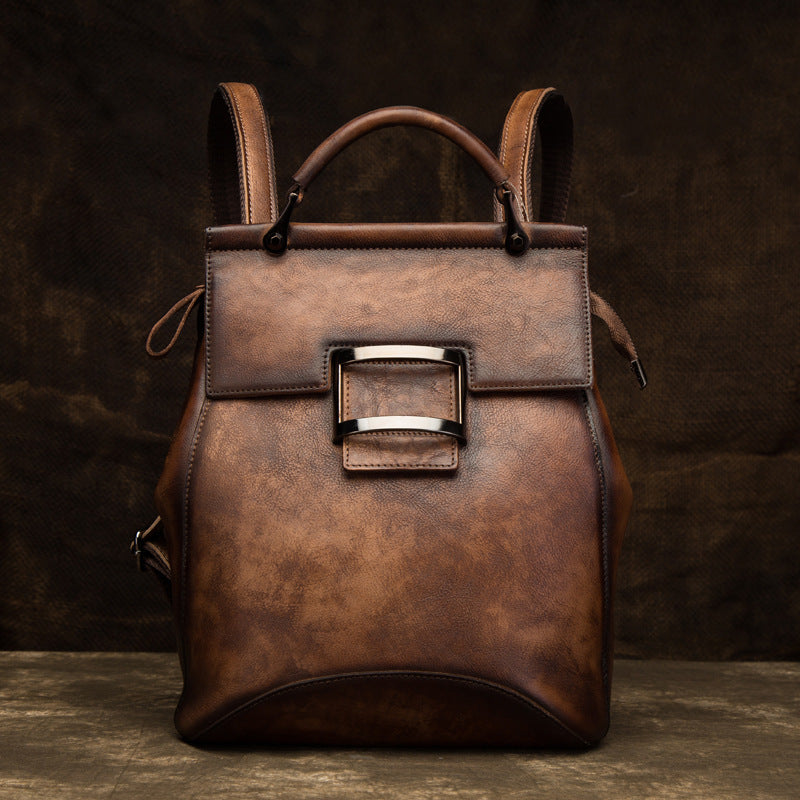Vintage Leather Women Backpack