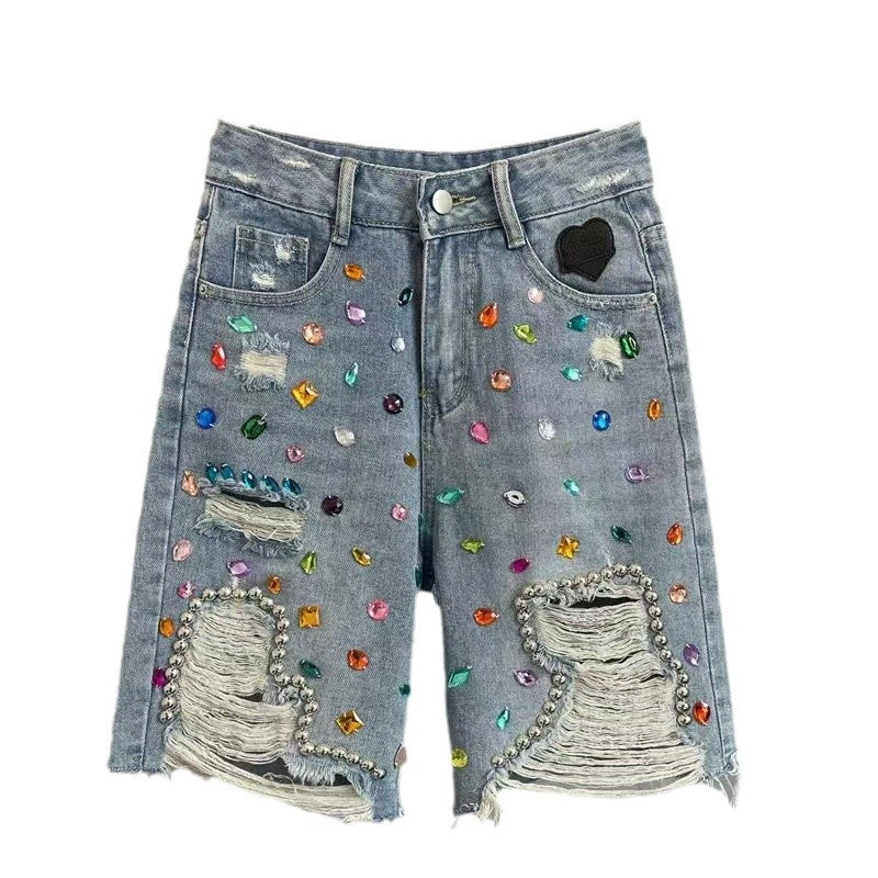 Geometric Denim Skirt