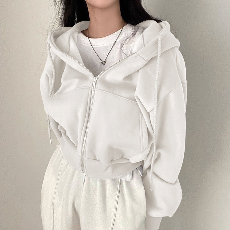 Zippered Hooded Sweatshirt