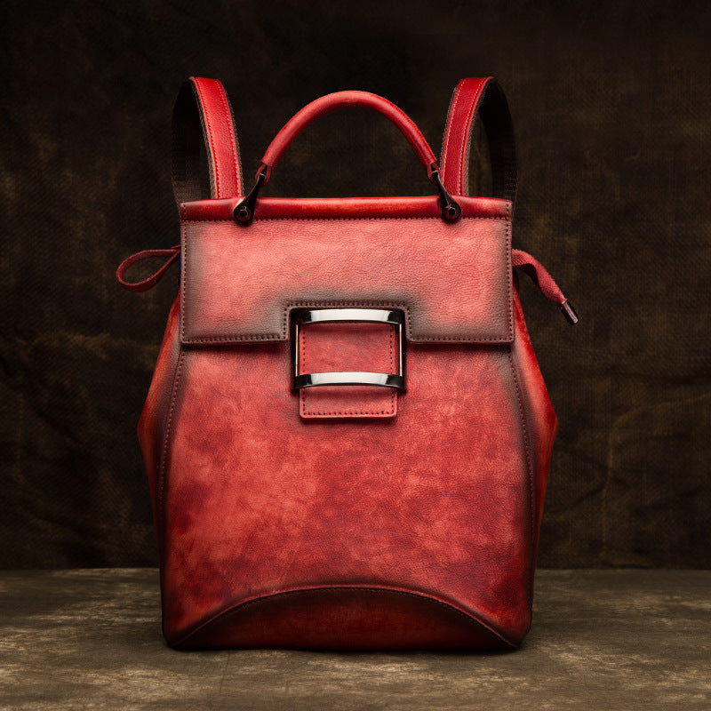 Vintage Leather Women Backpack