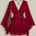 Bohemian Flared Sleeve V-Neck Top