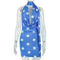 Polka Dot Sleeveless Backless Dress