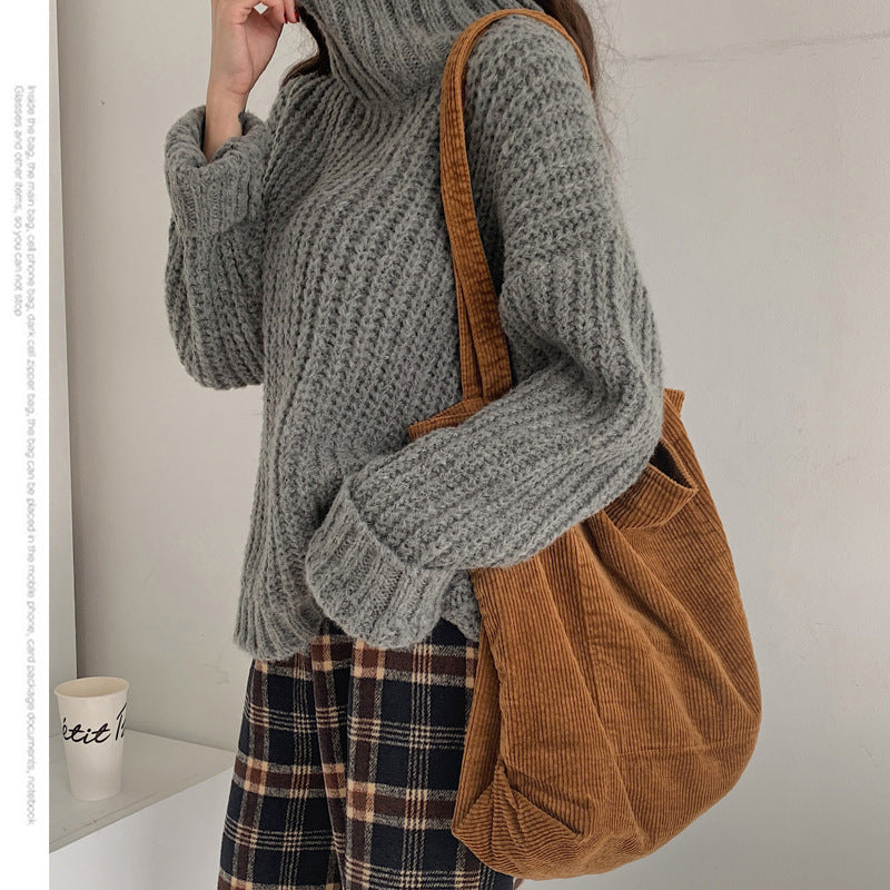 Casual Corduroy Shoulder Tote