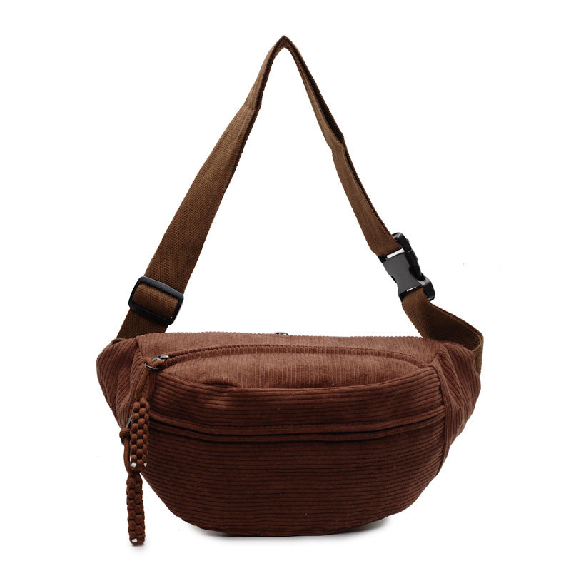 Woolen corduroy crossbody bag