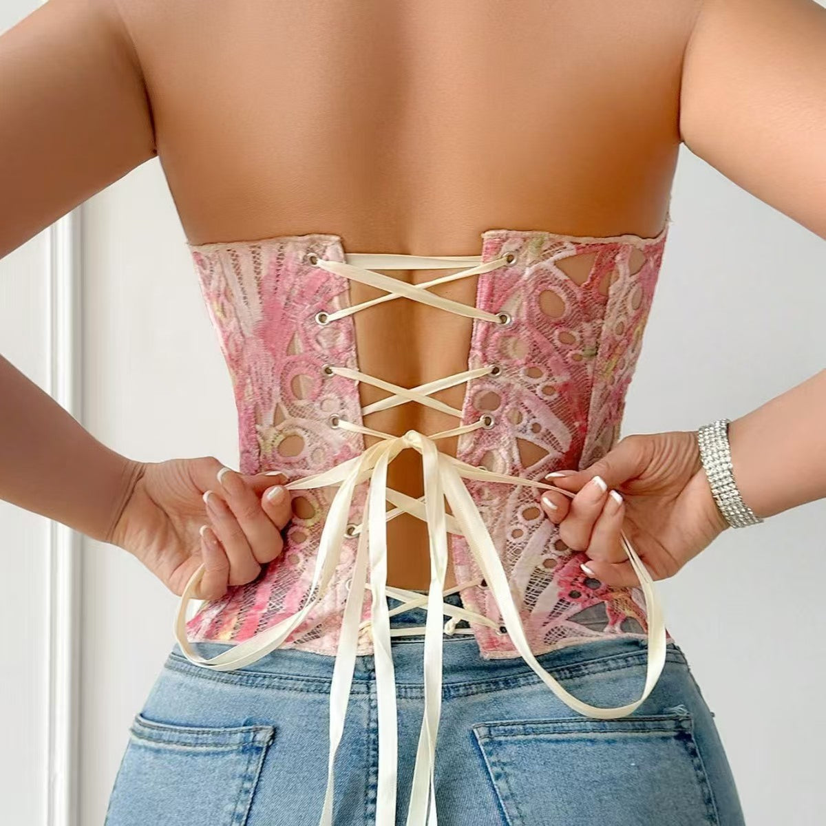 Embroidered Backless Waist Shaping Corset