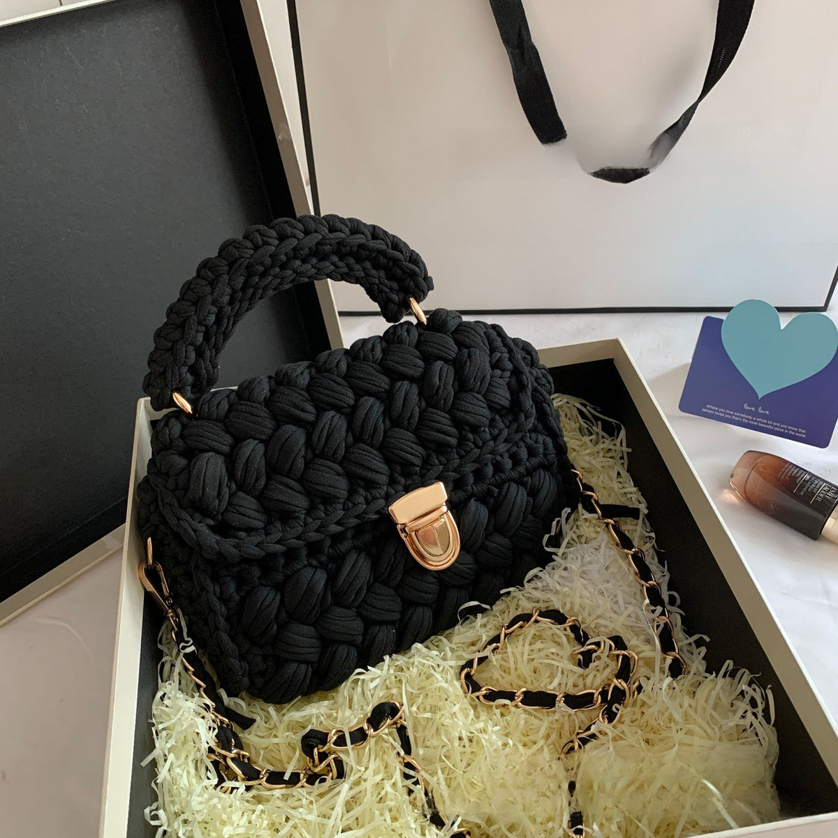 Vintage Crochet Chain Strap Bag