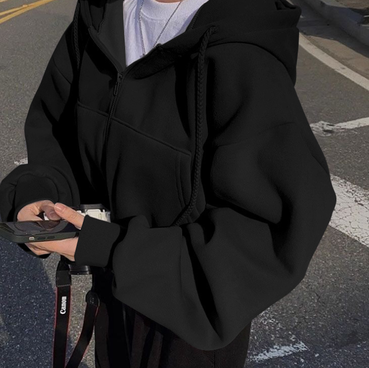 Zippered Hooded Sweatshirt