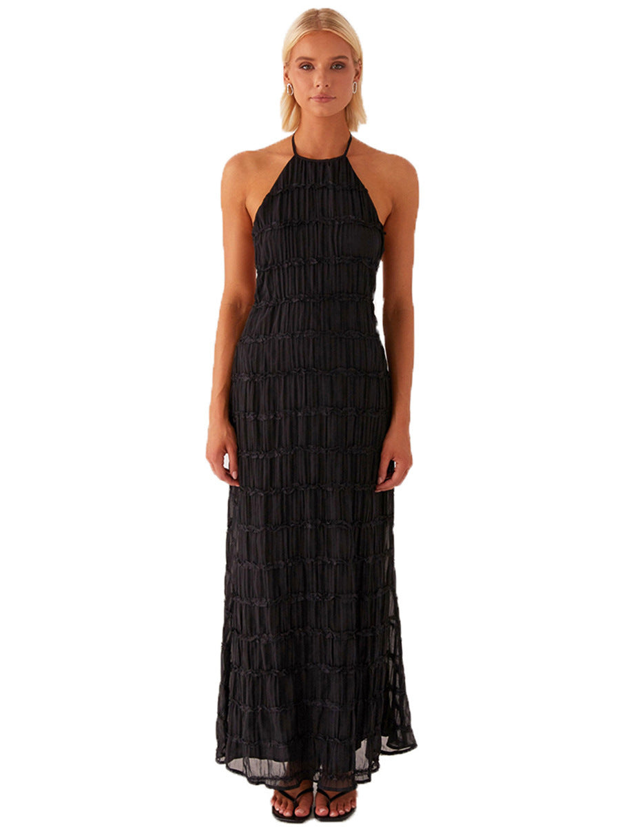 Backless Pleated Long Dress