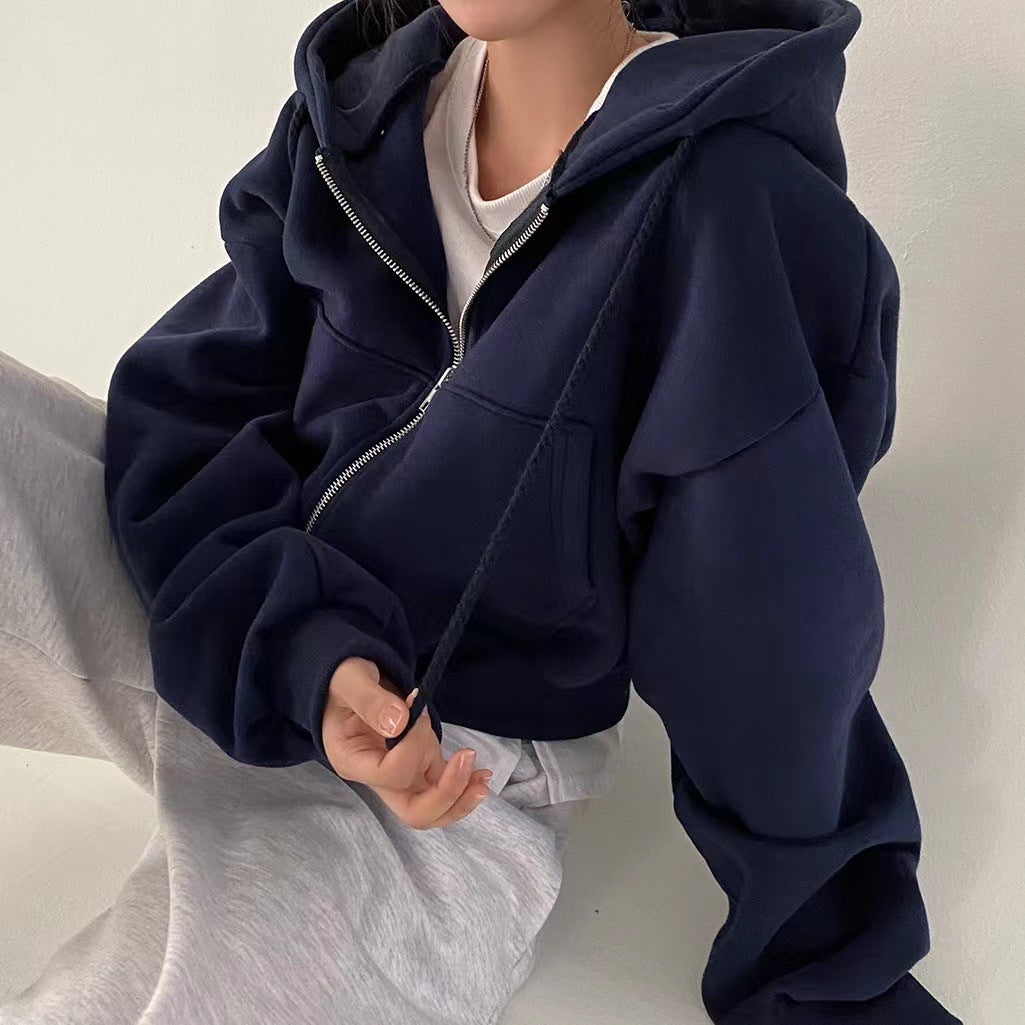 Zippered Hooded Sweatshirt