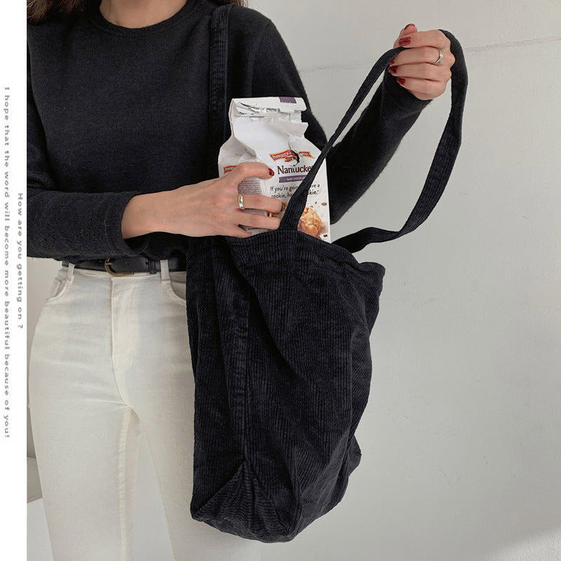 Casual Corduroy Shoulder Tote