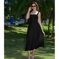 Elegant Sleeveless A-Line Dress with Adjustable Waist