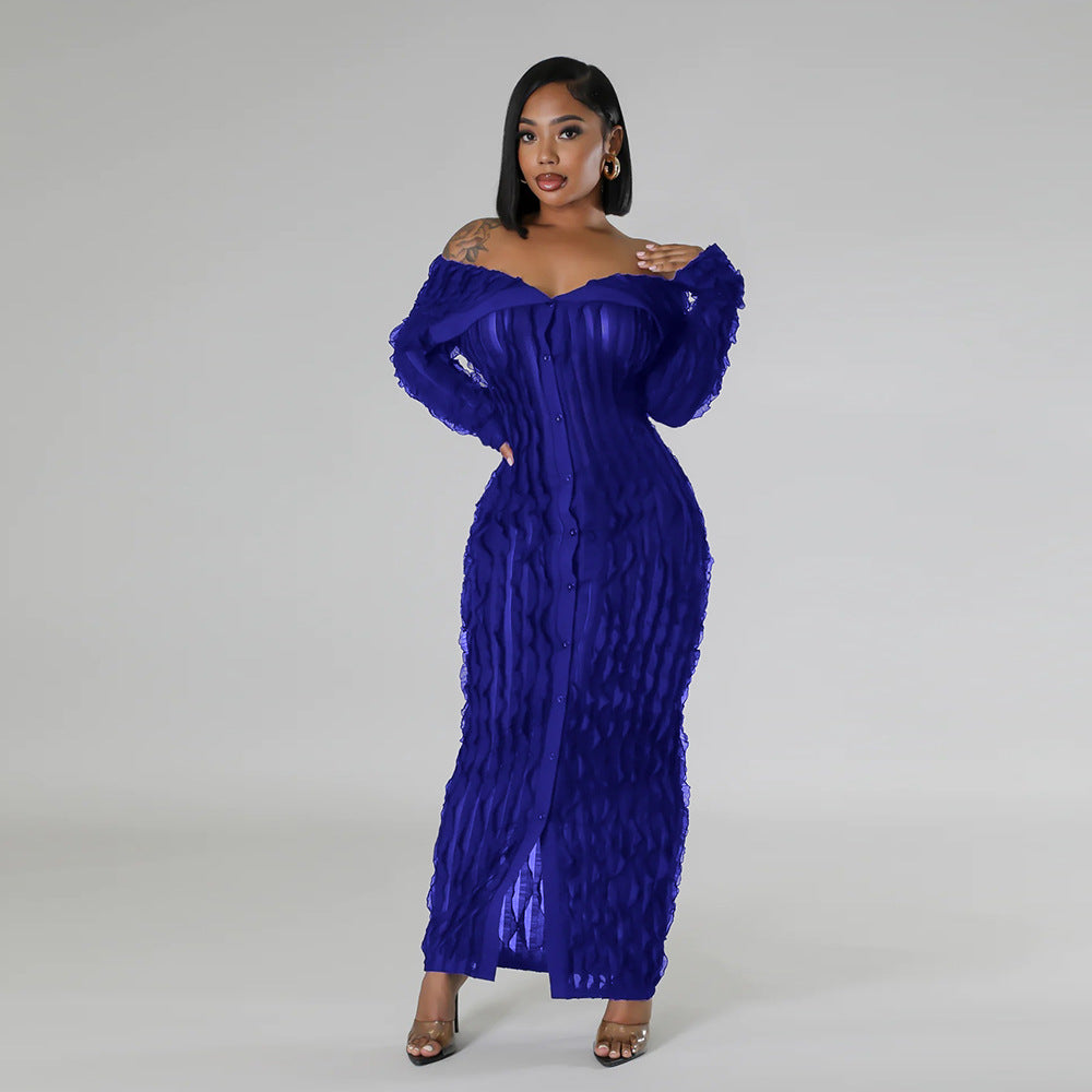 Off-Shoulder Bodycon Dress with Sheer