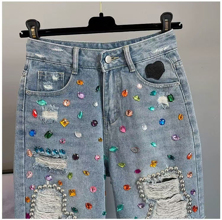 Geometric Denim Skirt