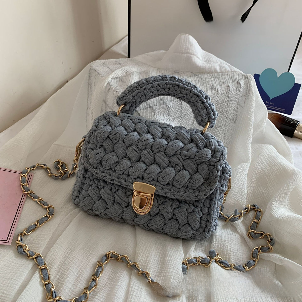 Vintage Crochet Chain Strap Bag